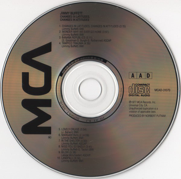 Jimmy Buffett : Changes In Latitudes, Changes In Attitudes (CD, Album, RE, Son)