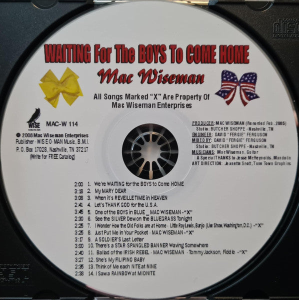 Mac Wiseman : Waiting For The Boys To Come Home (CD, Album, No )