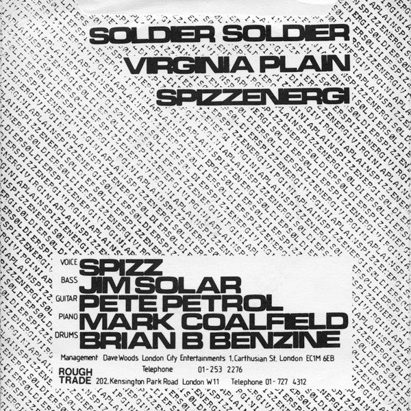 Spizzenergi : Soldier Soldier (7", Single)