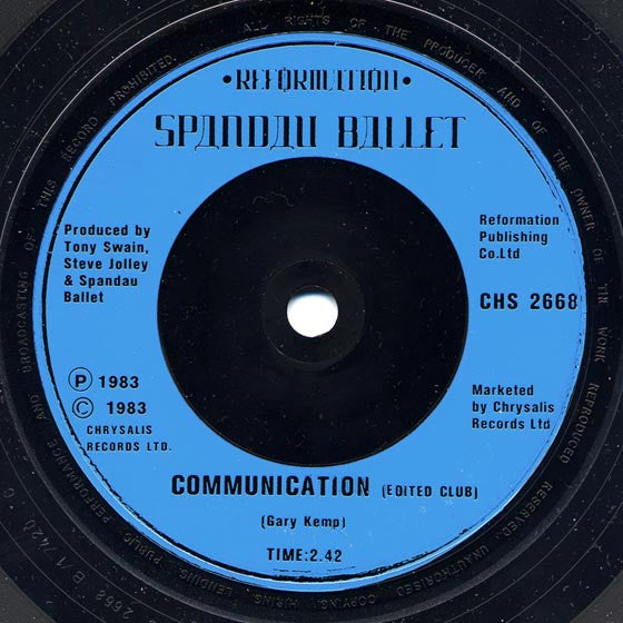 Spandau Ballet : Communication (7", Single, Blu)