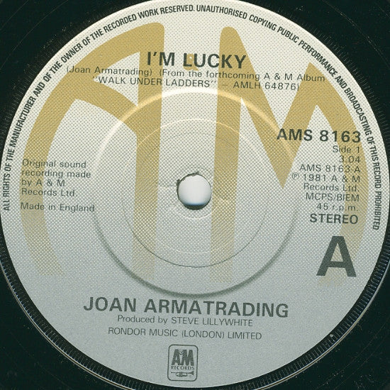 Joan Armatrading : I'm Lucky (7", Single)