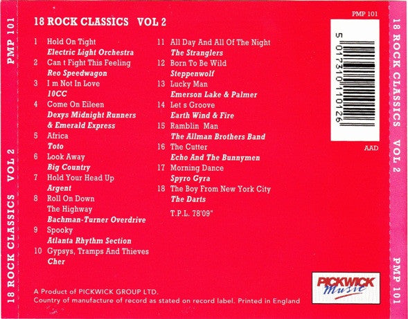 Various : 18 Rock Classics Vol. 2 (From The 60's, 70's & 80's) (CD, Comp, Tur)