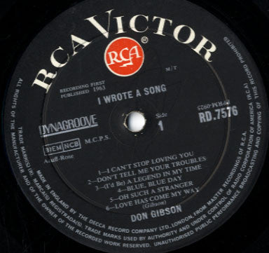 Don Gibson : I Wrote A Song... (LP, Comp, Mono)