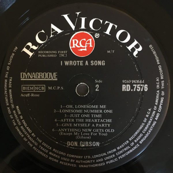 Don Gibson : I Wrote A Song... (LP, Comp, Mono)