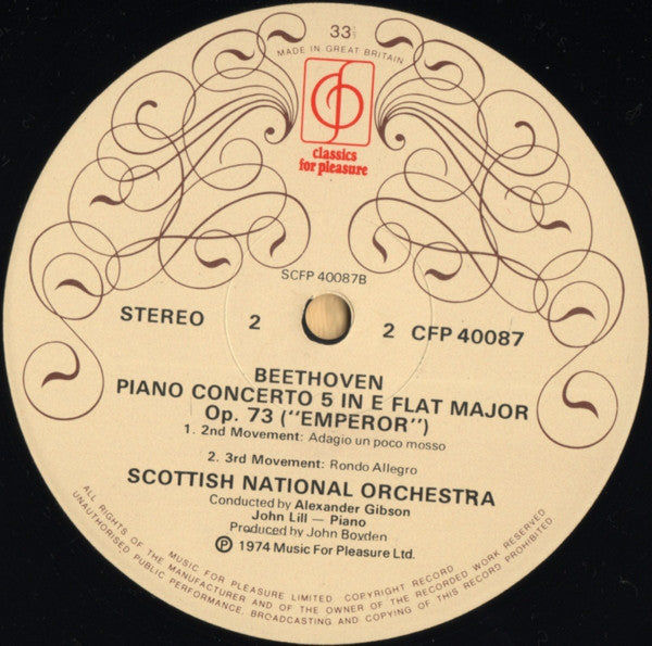 Ludwig van Beethoven, John Lill, Alexander Gibson, Royal Scottish National Orchestra : Piano Concerto No. 5 "Emperor" (LP)