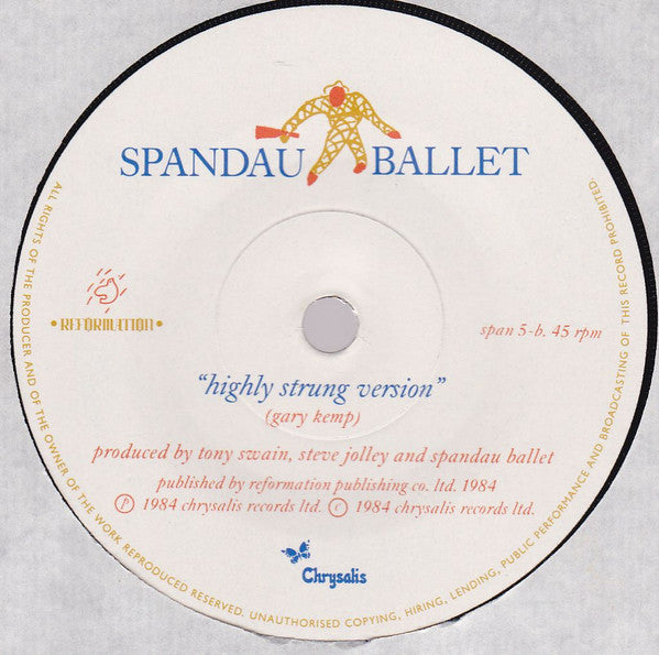 Spandau Ballet : Highly Strung (7", Single, Pap)
