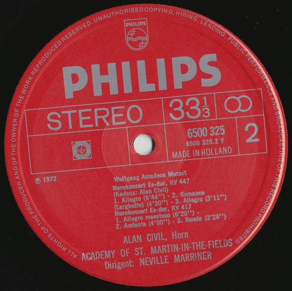 Wolfgang Amadeus Mozart / Alan Civil, The Academy Of St. Martin-in-the-Fields, Sir Neville Marriner : Die 4 Hornkonzerte (LP)