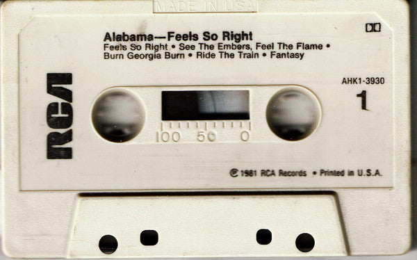 Alabama - Feels So Right (Cassette) (Very Good Plus (VG)) - DaddyPop
