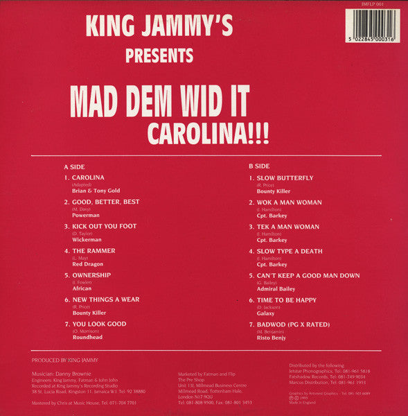 Various : King Jammy's Presents Mad Dem Wid It Carolina!!! (LP, Comp)