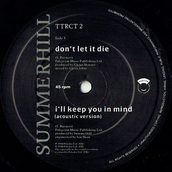 Summerhill (2) : Don't Let It Die (10", Ltd, Num)