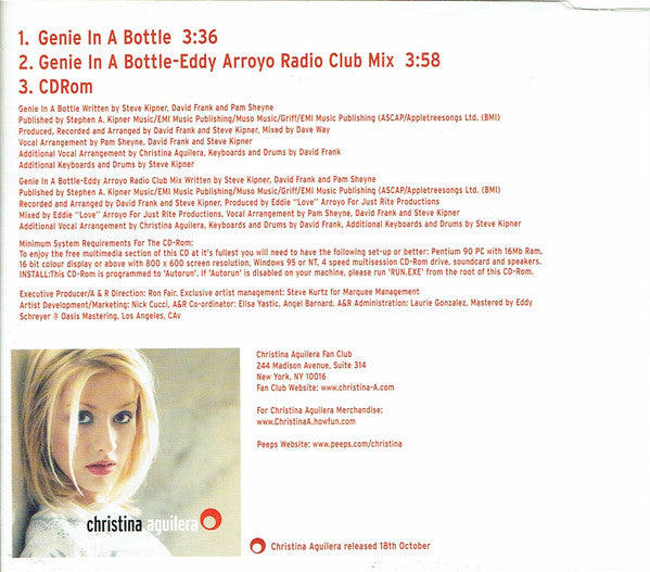 Christina Aguilera : Genie In A Bottle (CD, Single, Enh, Ltd, CD2)