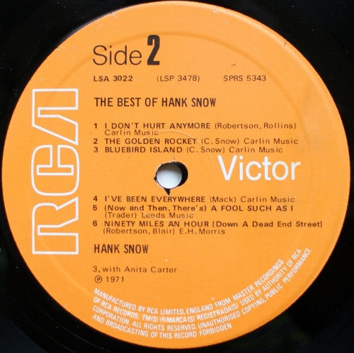 Hank Snow : The Best Of (LP, Comp, RE)