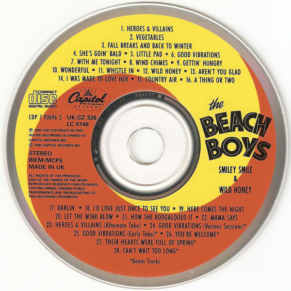 The Beach Boys : Smiley Smile / Wild Honey (CD, Comp, Mono, RM)