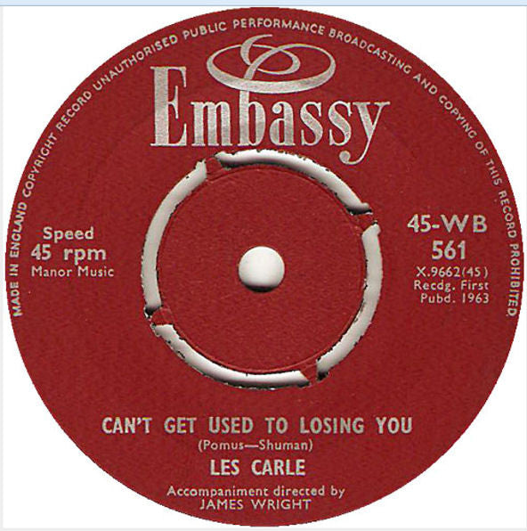 Les Carle : Can't Get Used To Losing You / Nobody's Darling But Mine (7", Single)