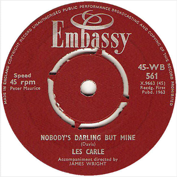 Les Carle : Can't Get Used To Losing You / Nobody's Darling But Mine (7", Single)