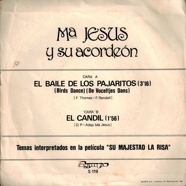 Mª Jesús Y Su Acordeón : El Baile De Los Pajaritos = Birds Dance (7", Single)