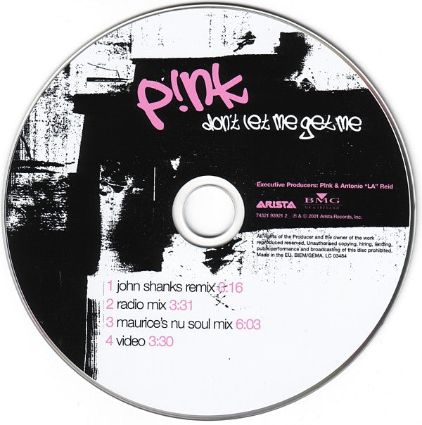 P!nk : Don't Let Me Get Me (CD, Single, Enh)