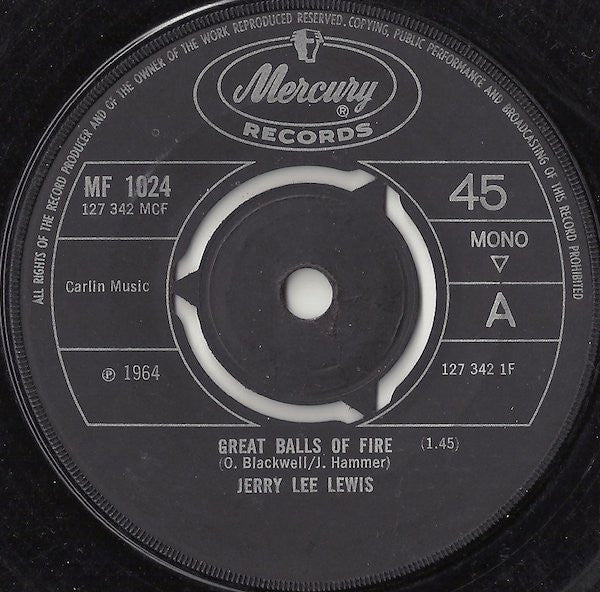 Jerry Lee Lewis : Great Balls Of Fire (7", Single, Mono)
