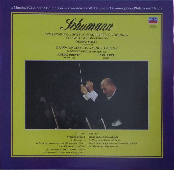 Robert Schumann, Wiener Philharmoniker, Georg Solti, London Symphony Orchestra, André Previn, Radu Lupu : Symphony No. 1 In B-Flat Major, Opus 38 ('Spring') D.759 / Piano Concerto In A Minor, Opus 54 (LP, Comp)