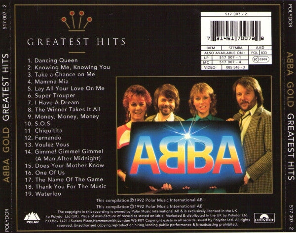 ABBA : Gold (Greatest Hits) (CD, Comp, RM)