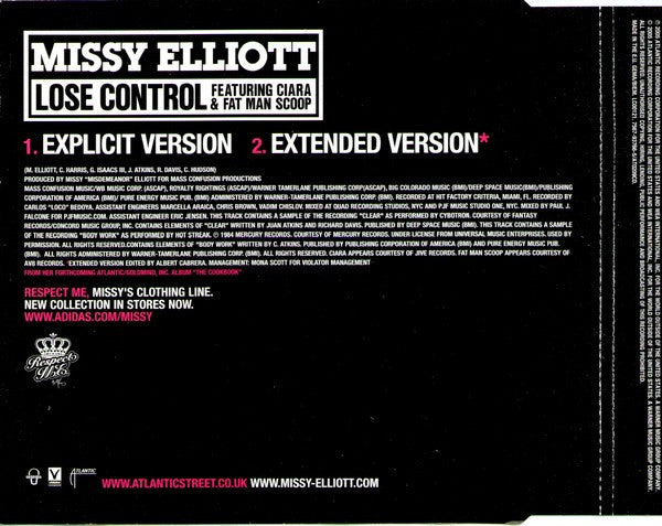 Missy Elliott Featuring Ciara (2) & Fatman Scoop : Lose Control (CD, Single)