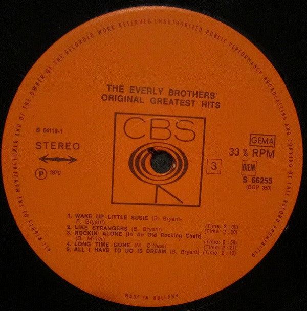 Everly Brothers : The Everly Brothers' Original Greatest Hits (2xLP, Comp)