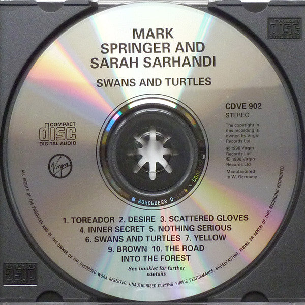 Mark Springer (3) And Sarah Sarhandi : Swans And Turtles (CD, Album)