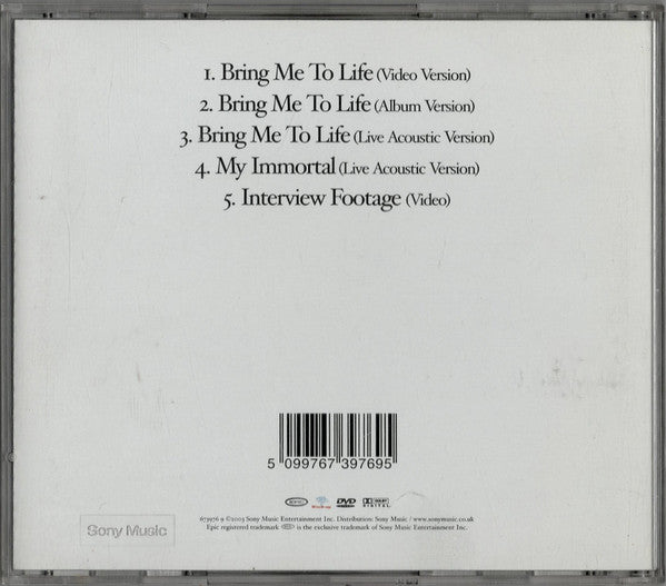 Evanescence : Bring Me To Life (DVD, Single)