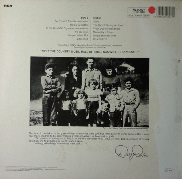 Dolly Parton : In The Good Old Days (When Times Were Bad) (LP, Album, RE)