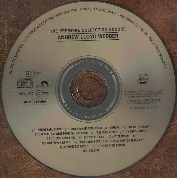 Andrew Lloyd Webber - The Premiere Collection Encore (CD) (Very Good Plus (VG)) - DaddyPop