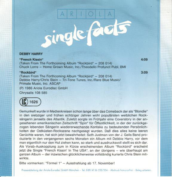 Deborah Harry : French Kissin (7", Single)