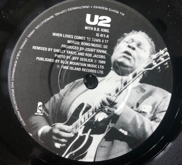 U2 With B.B. King : When Love Comes To Town (7", Single, Pap)