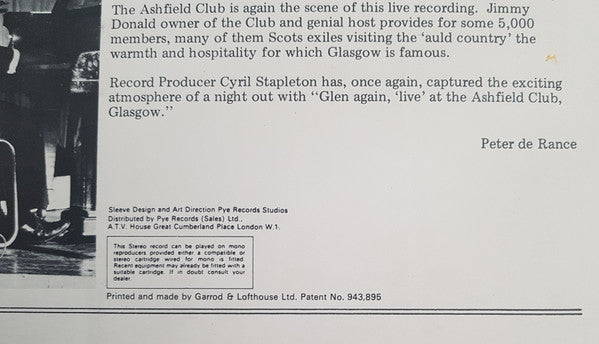 Glen Daly : Live At The Ashfield Glasgow (LP)