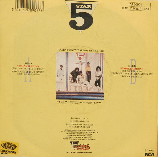 Five Star : Rain Or Shine (7", Single)