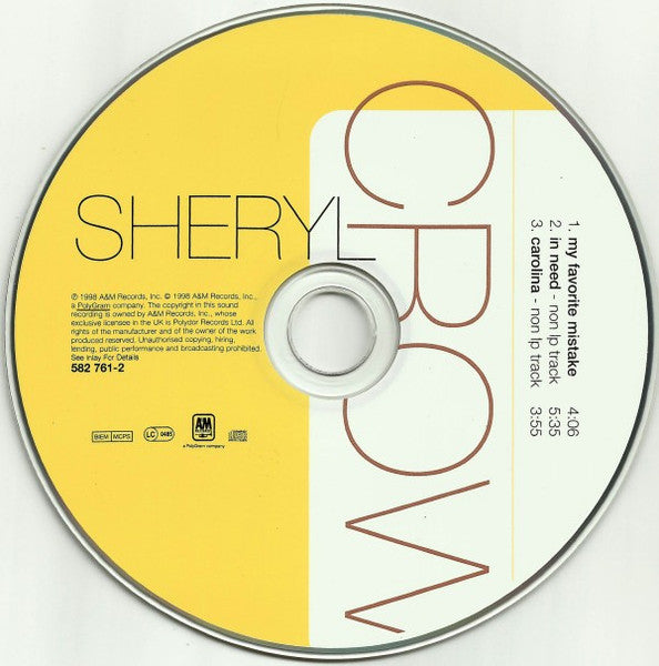 Sheryl Crow : My Favorite Mistake (CD, Single, Dig)