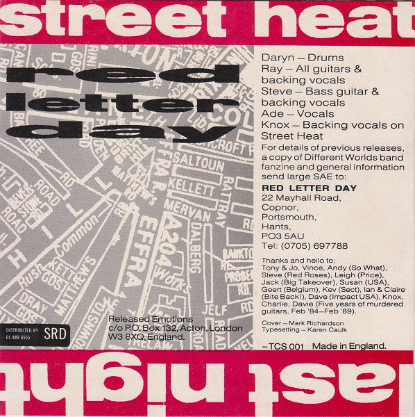 Red Letter Day : Last Night (7", Single)