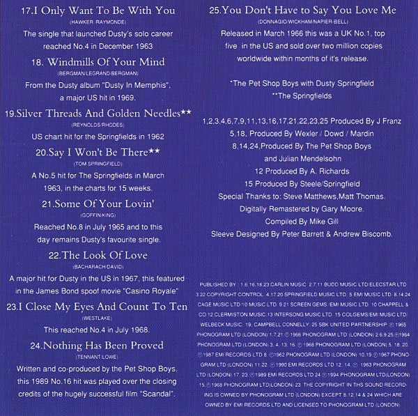 Dusty Springfield : Goin' Back - The Very Best Of Dusty Springfield (1962 - 1994) (CD, Comp, RM)