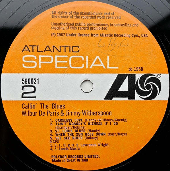 Jimmy Witherspoon With Wilbur DeParis* And Sydney DeParis* : Callin' The Blues (LP, Album)