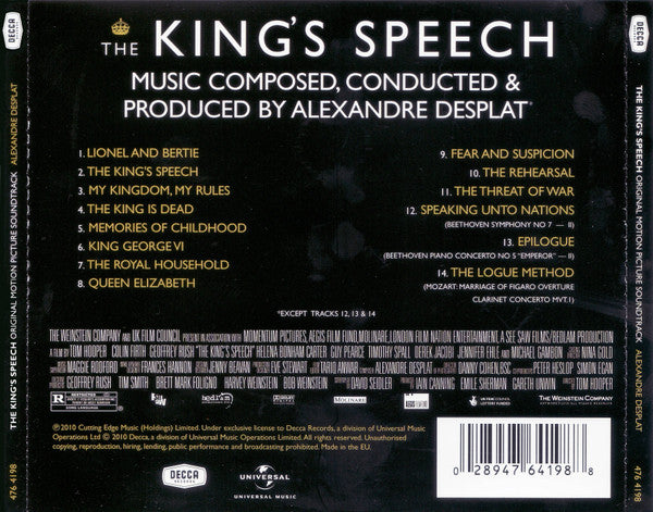 Alexandre Desplat - The Kings Speech (Original Motion Picture Soundtrack) (CD) (Very Good Plus (VG)) - DaddyPop