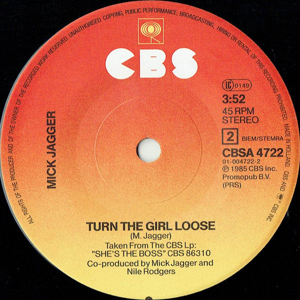 Mick Jagger : Just Another Night (7", Single, Sol)