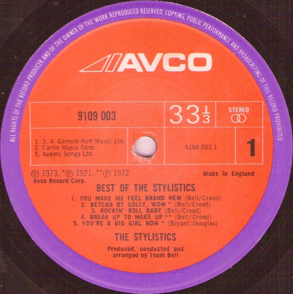 The Stylistics : The Best Of The Stylistics (LP, Comp)