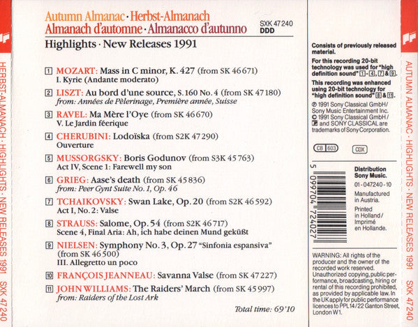 Various : Autumn Almanac. Highlights. New Releases 1991 (CD, Comp)