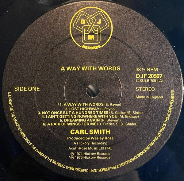 Carl Smith (3) : A Way With Words (LP, Comp)