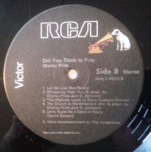 Charley Pride : Did You Think To Pray (LP, Album, RE)