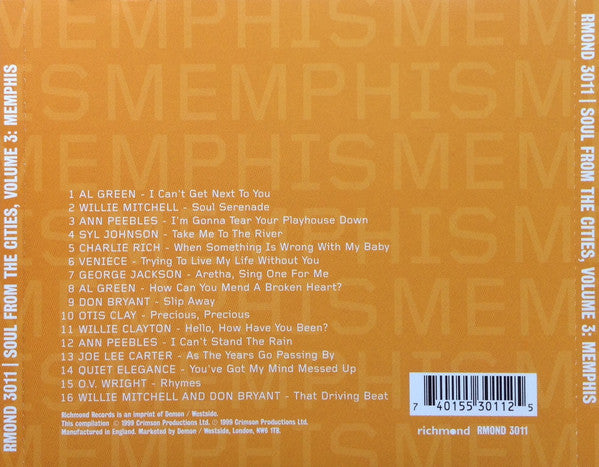 Various : Soul From The Cities : Volume 3 Memphis (CD, Comp)
