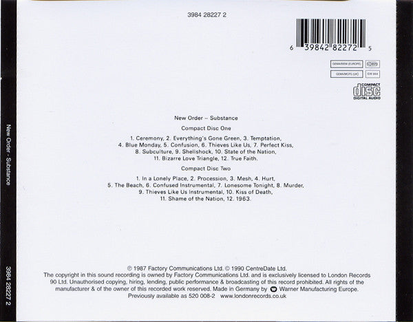 New Order : Substance (2xCD, Comp, RE, WMM)