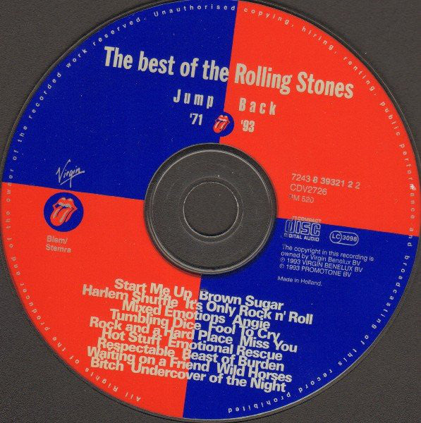 The Rolling Stones : Jump Back (The Best Of The Rolling Stones '71 - '93) (CD, Comp, RM)