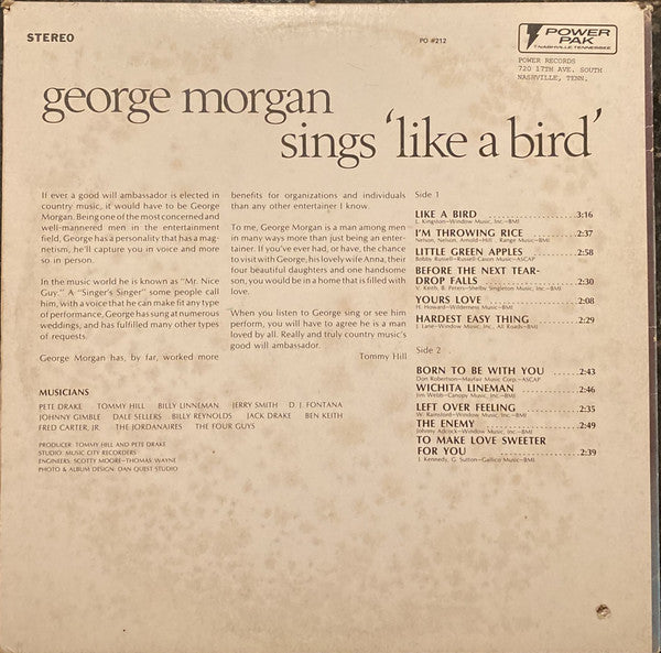 George Morgan (2) : Sings Like A Bird (LP, RE)