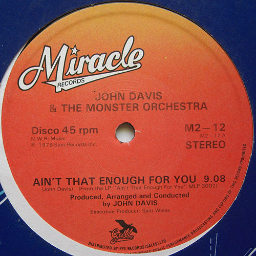 John Davis & The Monster Orchestra : Ain't That Enough For You / Disco Fever (12")
