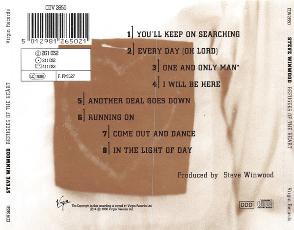 Steve Winwood : Refugees Of The Heart (CD, Album)